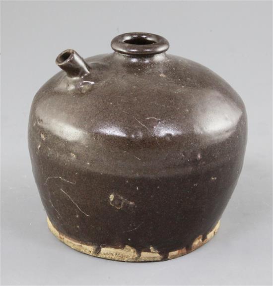 A Chinese Henan brown glazed stoneware oil jar, Song dynasty height 12.5cm